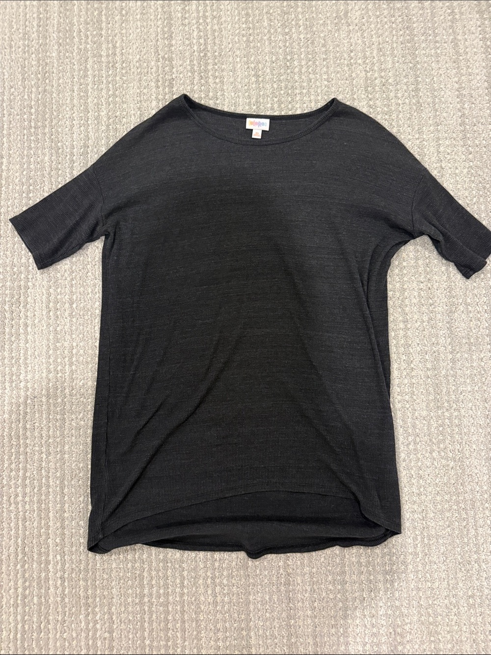LuLaRoe Black Ribbed Short Sleeve Top
